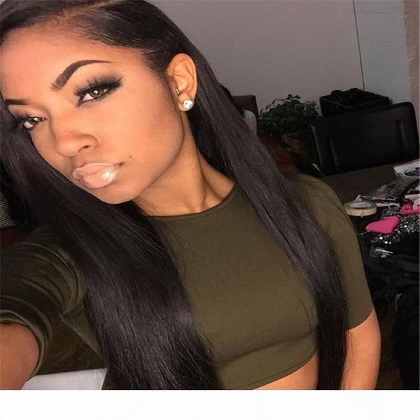 

7a silk top парик полные парики шнурка индийской шелковистой прямой glueless полный шнурок человеческих волос парики для чернокожих женщин ф, Black;brown