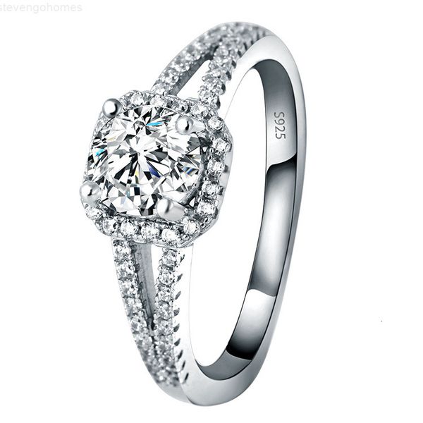 

simulated luxury 925 hybrid silver wedding diamond engagement ring for women, Slivery;golden