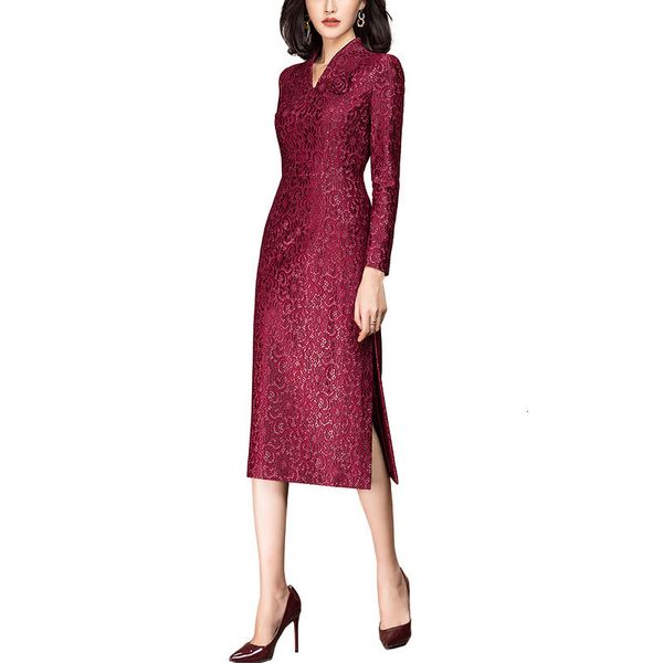 

new spring fashion long red wine split in women's 6x43, Black;gray