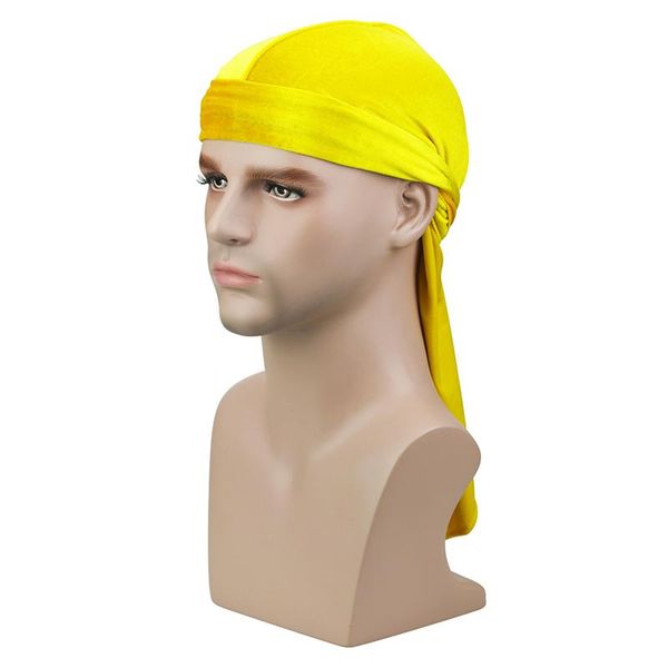 

velvet длинный хвост durag тюрбан cap мужской дышащий бандана hat парики doo мужчины silky durags банданы сатин байкер headwrap головной убо, Black