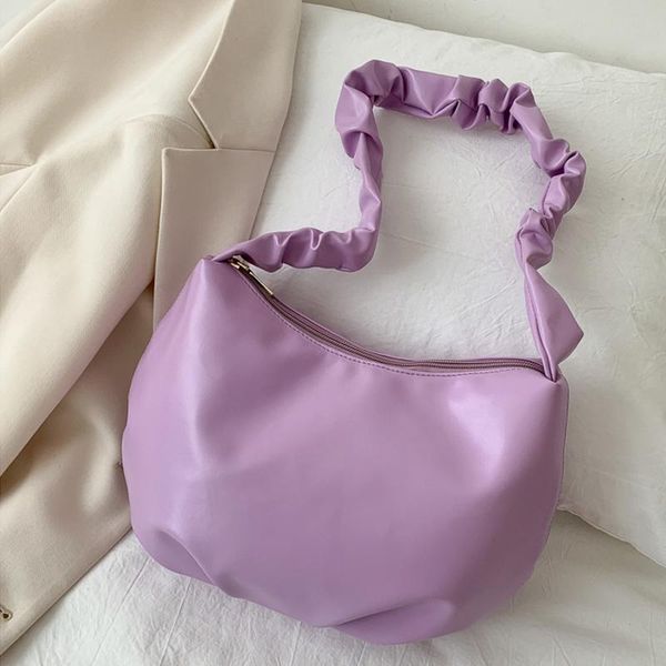 

elegant pleated for women pu leather shoulder bag casual girls armpit bag new small handbag lady shopping bolso
