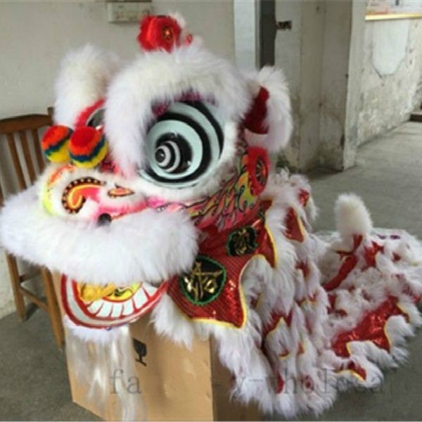 

mascot costumes lion dance mascot costume wool chinese folk art performance southern fursuit lion two adults party game ad exhibition, Red;yellow