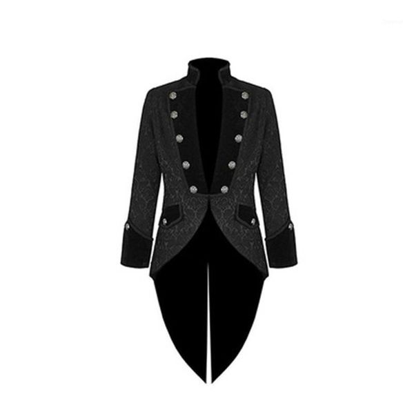 

men jacket trench men's vintage gothic retro dress coat plus size long windbreaker tailcoat men clothing1, Black