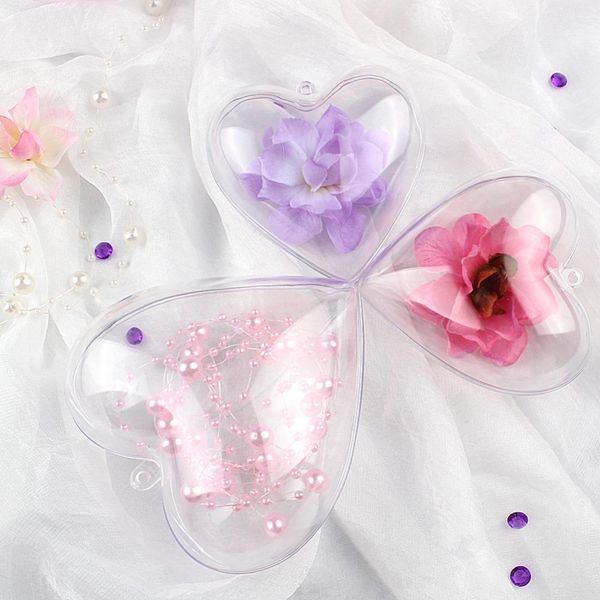 

10pcs transparent plastic heart flower gift box candy container ball gifts for guests baptism party favors wedding decoration wmtwtp