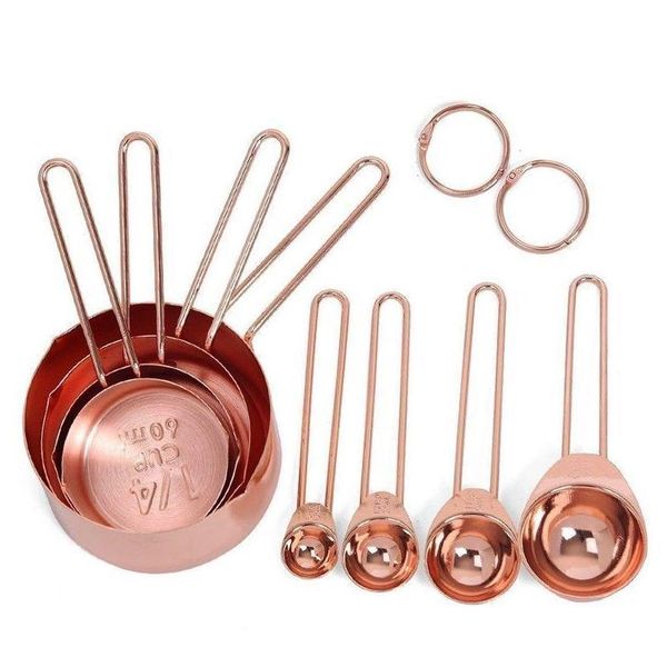

new kitchen gadgets rose gold stainless steel measuring cups and spoons set of 8 engraved measu t200507 gu8ol