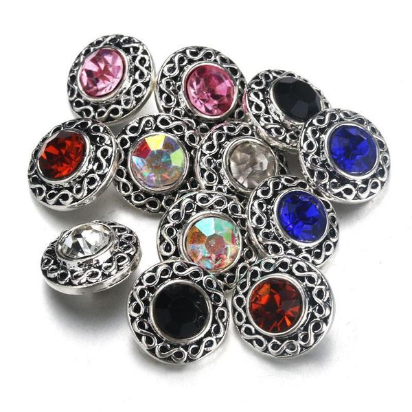 

10pcs lot 6 color 12mm snap jewelry lot vintage rhinestone metal snap buttons fit diy 12mm sivler snap bracelets jewelry 9825 h qyljub