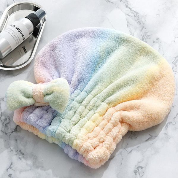 

dry hair towel with bowknot shower cap super absorbent quick drying hair cap bath accessories for women coral velvet h bbyilb