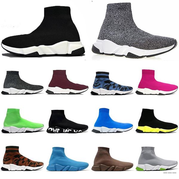 

2021 new mens womens sneakers fashion quality knit socks shoes speed high race runners black white slip-on triple s casual shoes fg6p