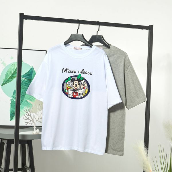 

летняя новая короткие рукава футболки одежда футболка корейских женщины моды печататься круглая пара шеи одежды средней длиной большого разм, White