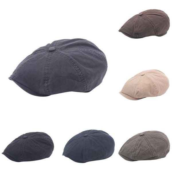 

women men fashion 2020 beret hat winter men solid color vintage hats ajustable beret hat octagonal cap boinas para mujer, Blue;gray