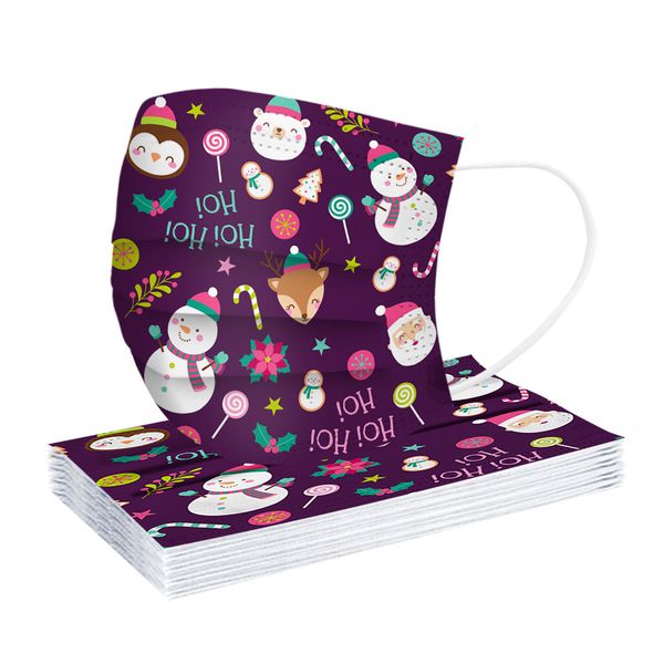 

mask christmas party new printed 10pcs 4% soft for adults 3-layer protective dust mouth cover disposable masks