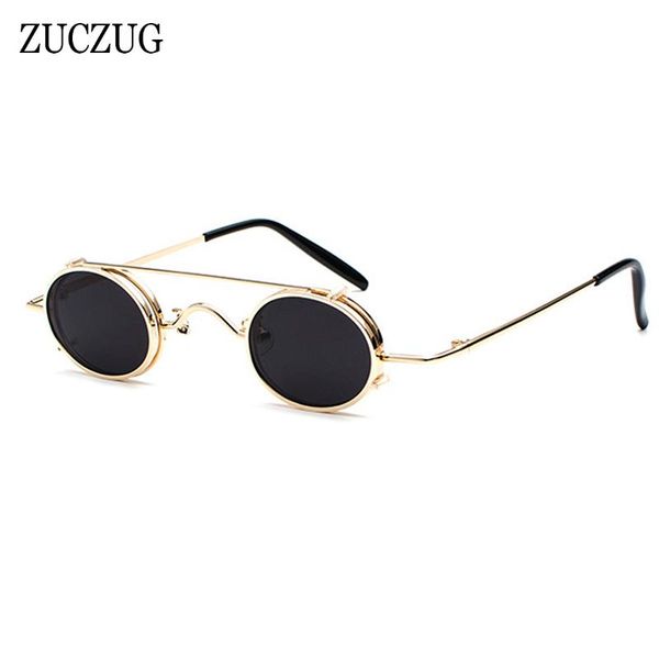 

sunglasses zugzug brand small steampunk oval women men vintage punk metal frame clip on detachable sun glasses for female uv400, White;black