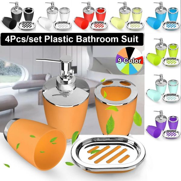 

bathroom set 4pcs soap dish dispenser bottle washroom toothbrush holder cup suit home decoration accessories