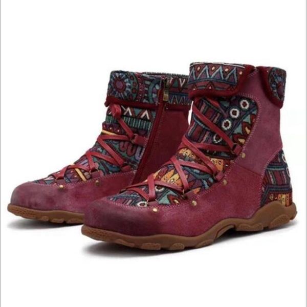 

boots women's retro bohemian style ankle zip short booties casual women shoes winter botas mujer invierno 2021, Black
