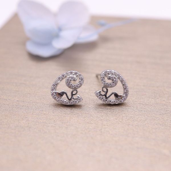 

hengsheng s925 silver cross-border one product dropshipping english mother love romantic fashion korean style simple stud earrings womens ea, Golden