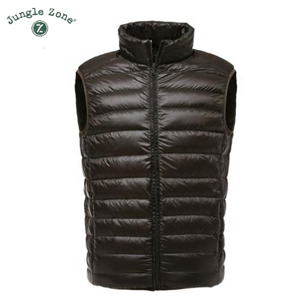 

men winter vest mens casual sleeveless jackets ultralight 90% white duck down vests men's new warm outwear waistcoat, Black