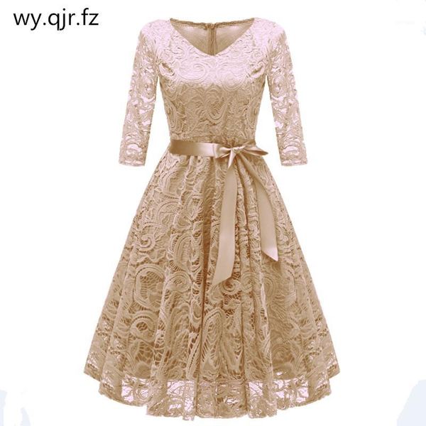 

cd1592x#apricot v-neck bow lace short evening dresses classmate party dress prom bridal gown wholesale women's clothing1, White;black