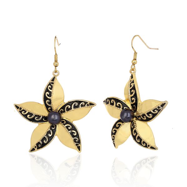 

earring of original design holiday jewelry drop five-pointed star dangling hawaiian hamilto flower earrings for women gifts, Silver