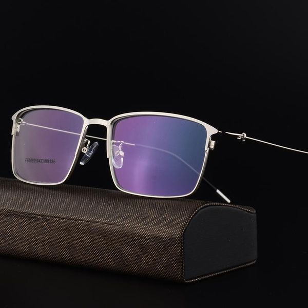 

fashion sunglasses frames ultra-light men's myopia eyeglasses fixing device half-frame business alloy glasses frame metal prescription, Black