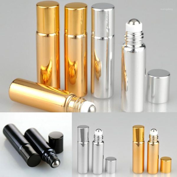 

5ml glass empty makeup cosmetic essential oil eye cream roll on perfume bottles roller ball container gold/silver/black portable1