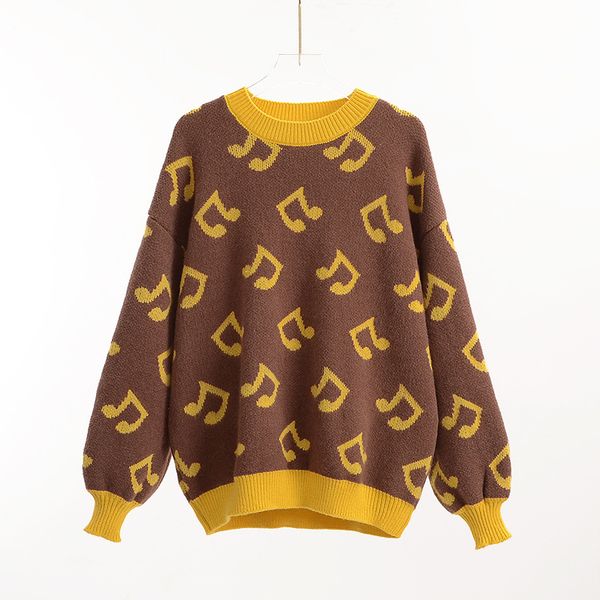 

new printed sweater women casual loose pullover o-neck all-match knitted jumper fall long sleeve chic knit sweaters, White;black