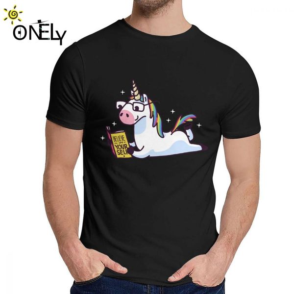 

round neck unicorn believe in yourself magically t shirt casual for male t shirt us size s-6xl sport hooded sweatshirt hoodie