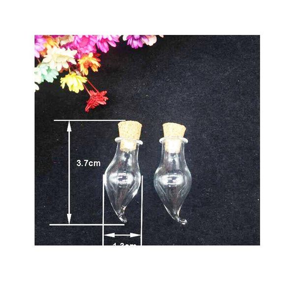 

20sets/lot pepper fang teeth glass bottle light bulb shape vial cork ser jar with corked container mini diy e jllbcb, Black