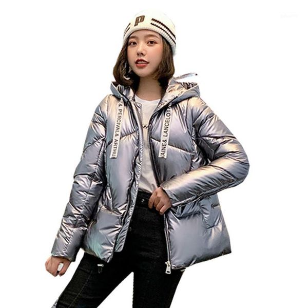 

female puffer jacket women hooded winter coat solid glossy warm bubble parka abrigos mujer invierno 2019 chaqueta mujer1, Black