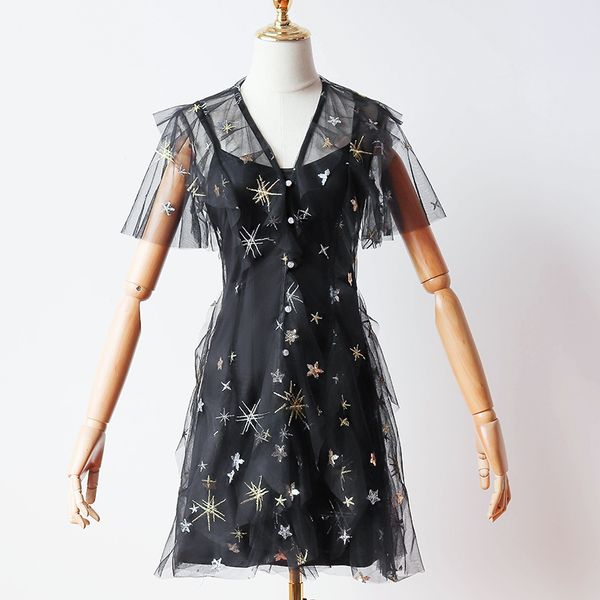 

bright star two-piece set summer v-neck mini floral elegant black blue pink beige short cocktail party dresses 8970