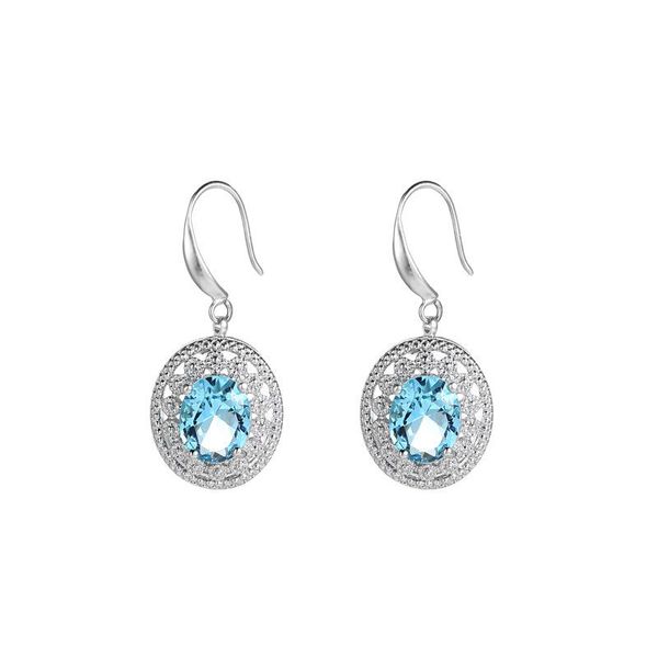 

dangle & chandelier fashion round zircon drop earrings for women long dangling wedding party jewellery, Silver