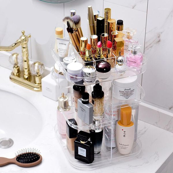 

bathroom storage & organization modern 360 degree rotate cosmetics box multifunction detachable makeup brush holder adjustable plastic beaut
