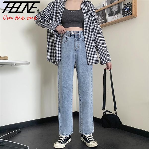 

women's jeans mom pants fashion high waist denim loose chic trousers female pantalones vaqueros mujer, Blue