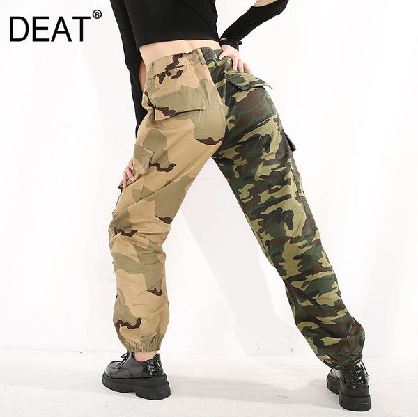 

deat 2020 new spring and summer full length cargo pants poclet green camouflage full length female trousers wm64006l, Black;white