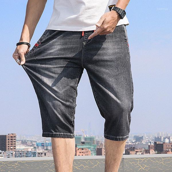 

casual lightweight high-quality casual jeans elastic waist pants male large size s-7xl summer men shorts jeans stretch1, Blue
