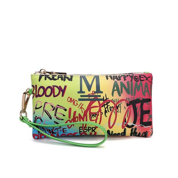 

2020 new handbag women's new graffiti print lady hand-held bag letter wallet long. day clutches shoulder bag purses and handbags
