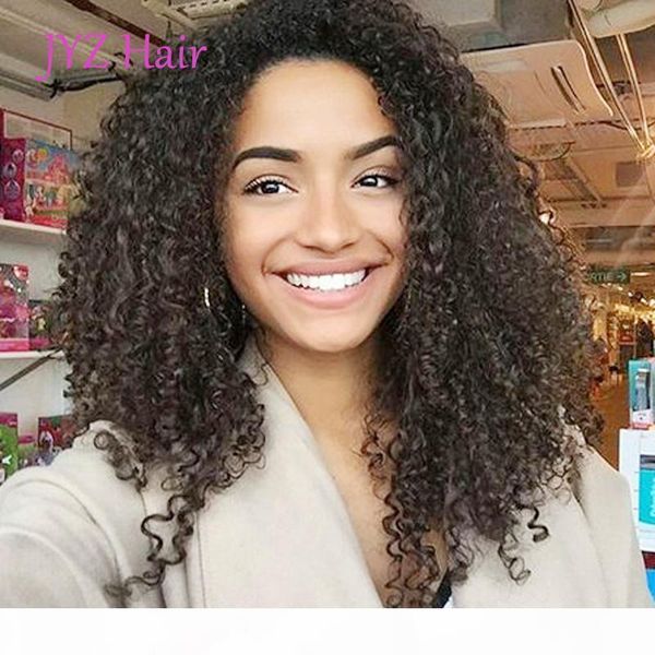 

100% brazilian virgin human hair kinky curly malaysian indian glueless full lace wig lace front wig in stock, Black;brown