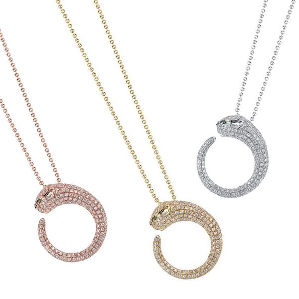 

chokers 2021 european women jewelry micro pave cz leopard jaguar pendant cubic zirconia trendy necklace, Golden;silver