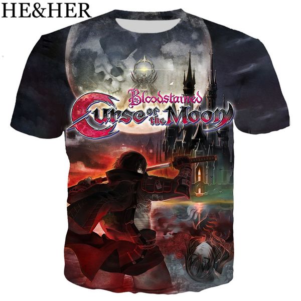 

new bloodstained curse of the moon cartoon 3d print shirts funny plus size funny men clothing