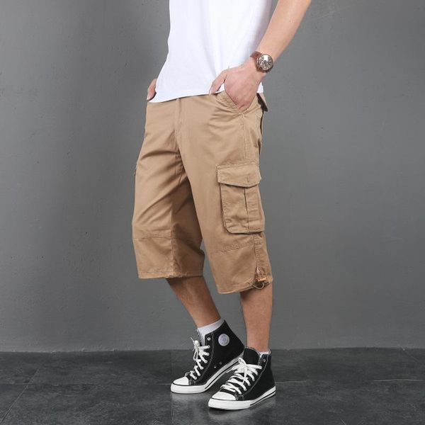 

men's shorts summer beach tactical trousers cargo multi pocket loose climbing trekking, White;black