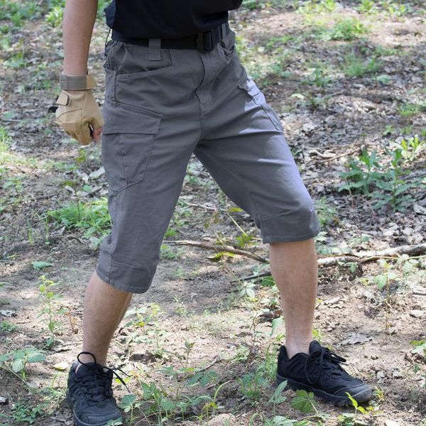 

army fan tactical shorts & pant mens summer outdoor hiking stretch breathable multi pocket cotton combat training short trousers1, Brown;gray