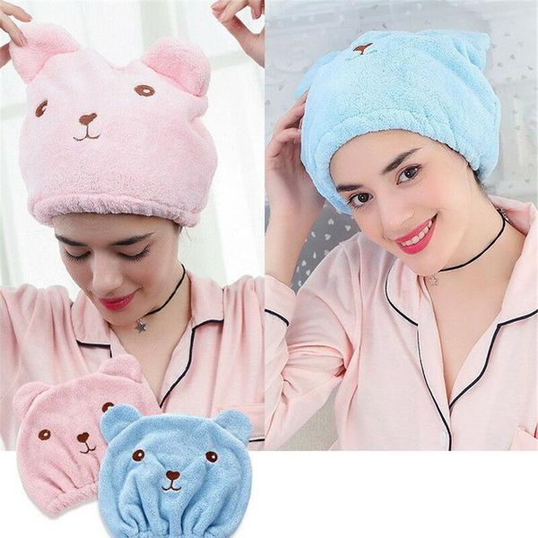 

cartoon hair turban quickly dry hair hat towel head wrap shower cap microfiber bathing cap bathroom accessories for jllvnj