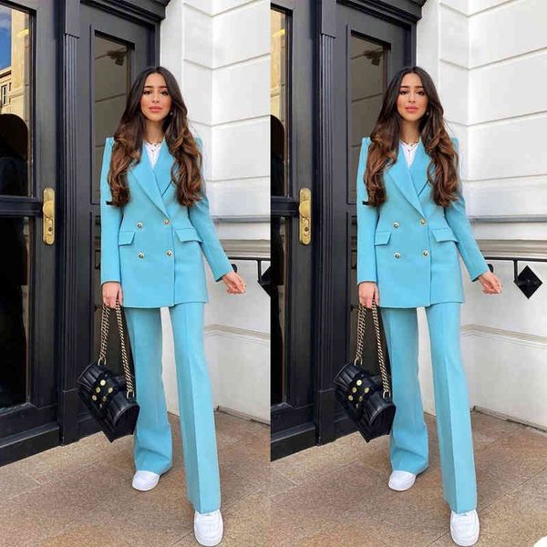 

women's two piece pants elegant women double breasted pocket blazer suits streetwear suit jacket with trouser custom made pieces set jo, White