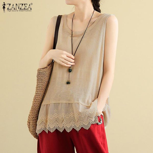 

women's blouses & shirts zanzea summer tanks women sleeveless lace crochet blouse bohemian loose tunic female beach shirt casual ov, White