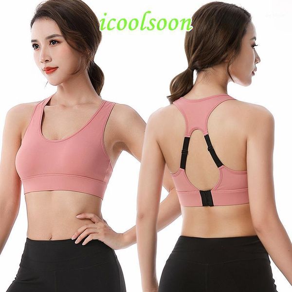 

gym clothing professional high-intensity -proof sports bra anti-sagging fitness yoga women's training underwear crop icoolsoon1, White;black