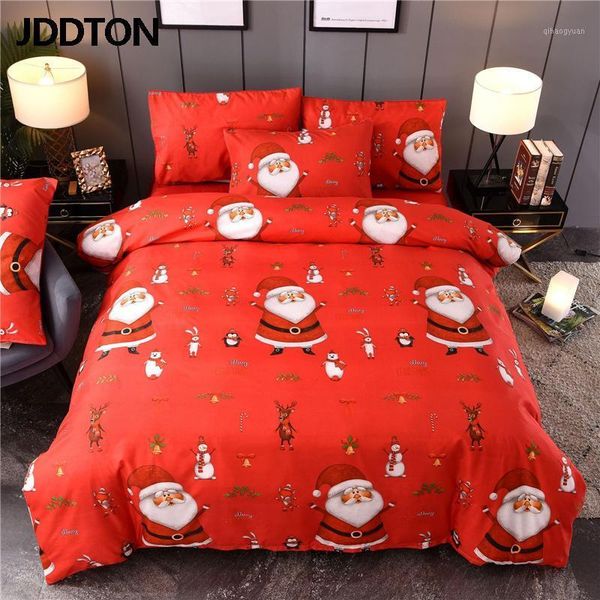 

jddton 2020 new arrival christmas theme bedding set classic santa claus 2/3 pcs set colorful quilt cover and pillowcase be1241