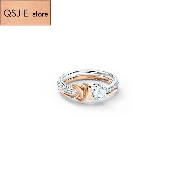 

qsjie swa new elegant white heart romantic ring glamorous fashion jewelry, Silver