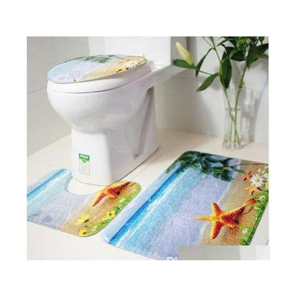 

3pcs bath mats ocean underwater world anti slip toilet pattern carpet bathroom mat flannel toilet mat for three qylqwp bdebaby