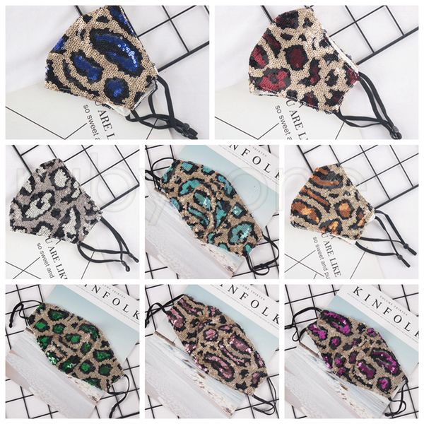 

mouth factory fashion bling dustproof leopard sequins masks designer washable reusable women face mask rra3432 9 pbv7u