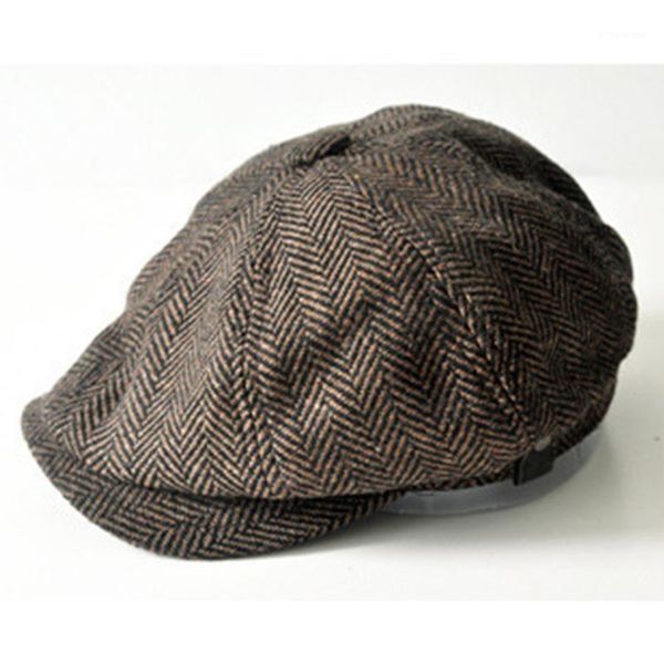 

wholesale-fashion octagonal cap newsboy beret hat autumn and winter hats for men's popular design handsome plaid casual hat beret cap1, Blue;gray