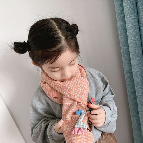 

tassel korean children's colorful cartoon giraffe cashmere long scarf boys and girls warm shawl neck 6v7s, Red;brown